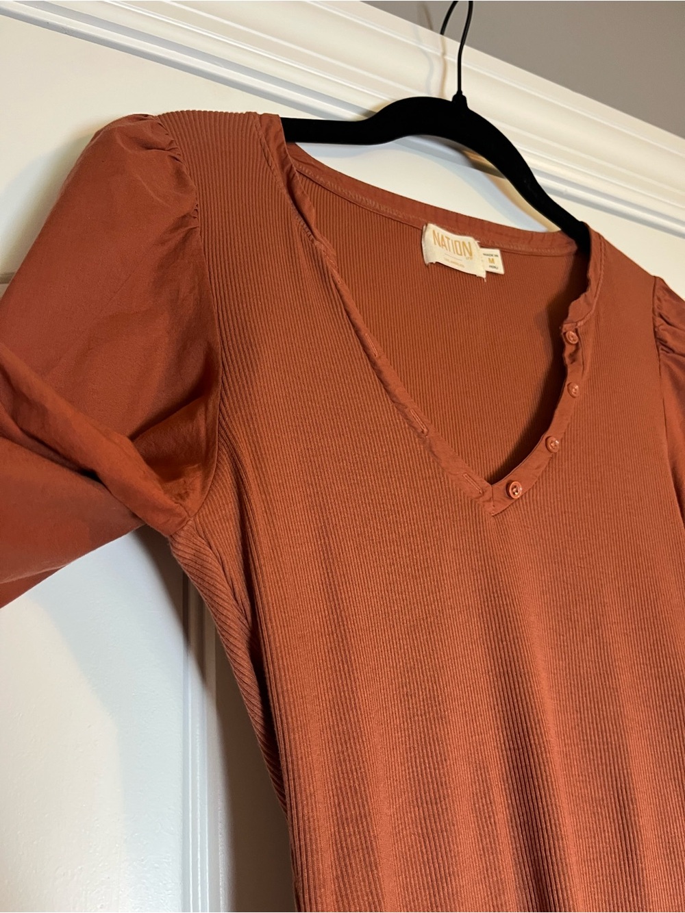 Nation LTD Natalie Combo Tee Size Medium Terra Cotta Orange - Picture 5 of 9